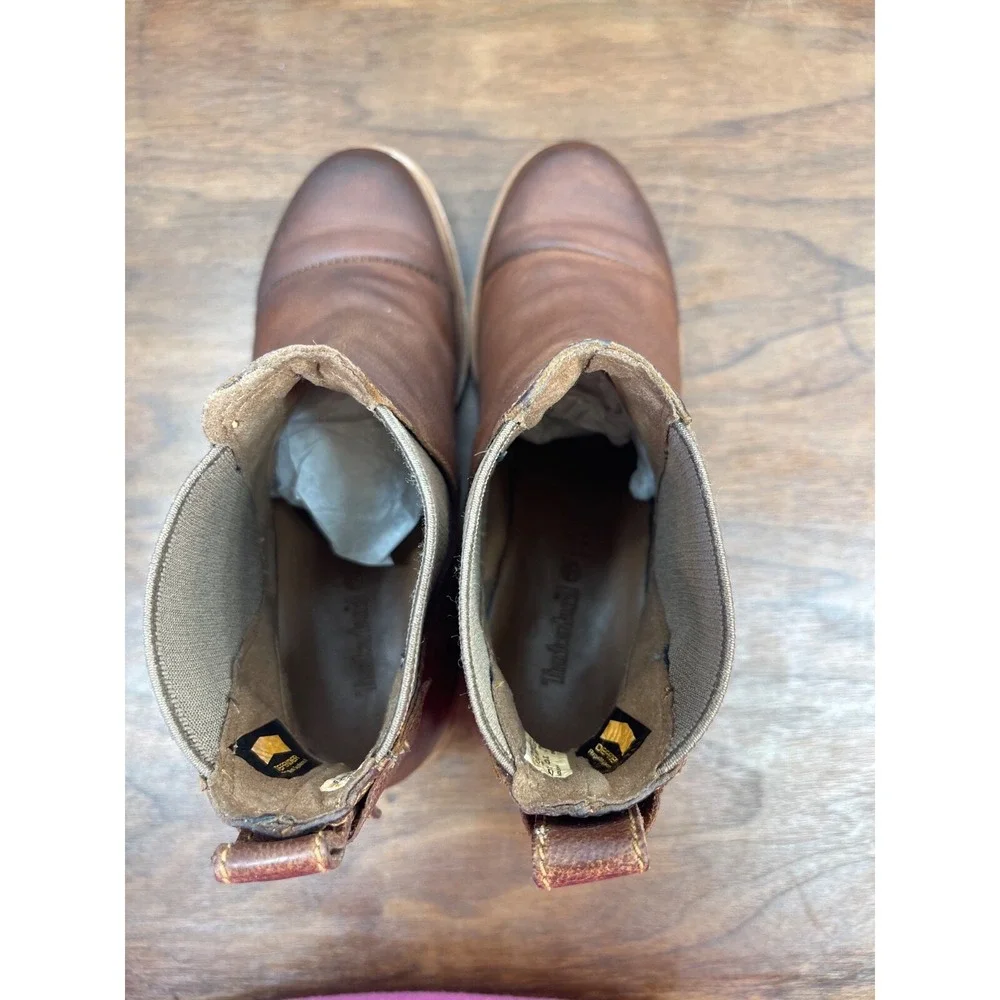 TIMBERLAND Sz 5.5 Sutherlin Bay Brown Leather Stretch Chelsea Ankle Boot